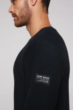 Herren CAMP DAVID & SOCCX Sweatshirt Reversed mit Patch-Print blue navy