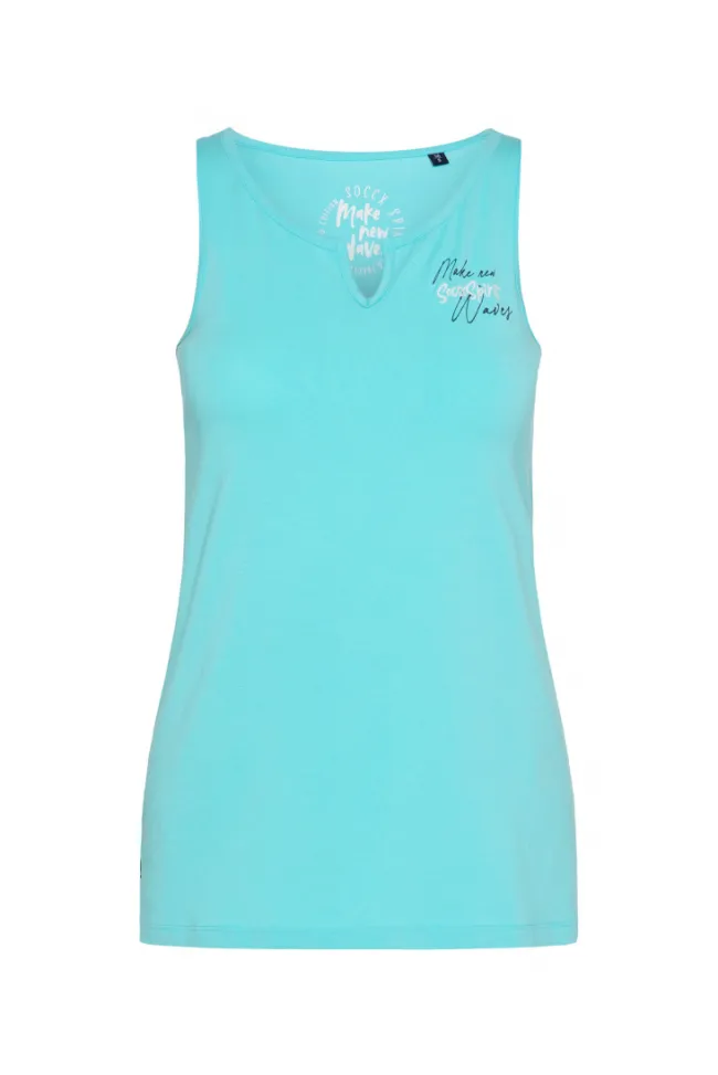 Damen CAMP DAVID & SOCCX Trägershirt mit offenem Rundhalsausschnitt lagoon blue