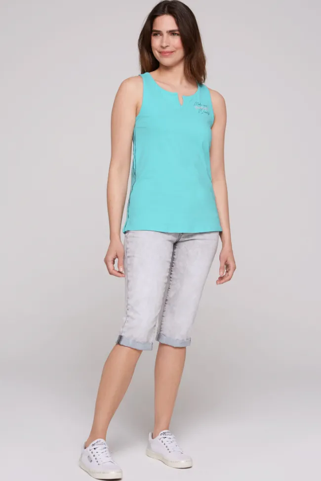 Damen CAMP DAVID & SOCCX Trägershirt mit offenem Rundhalsausschnitt lagoon blue
