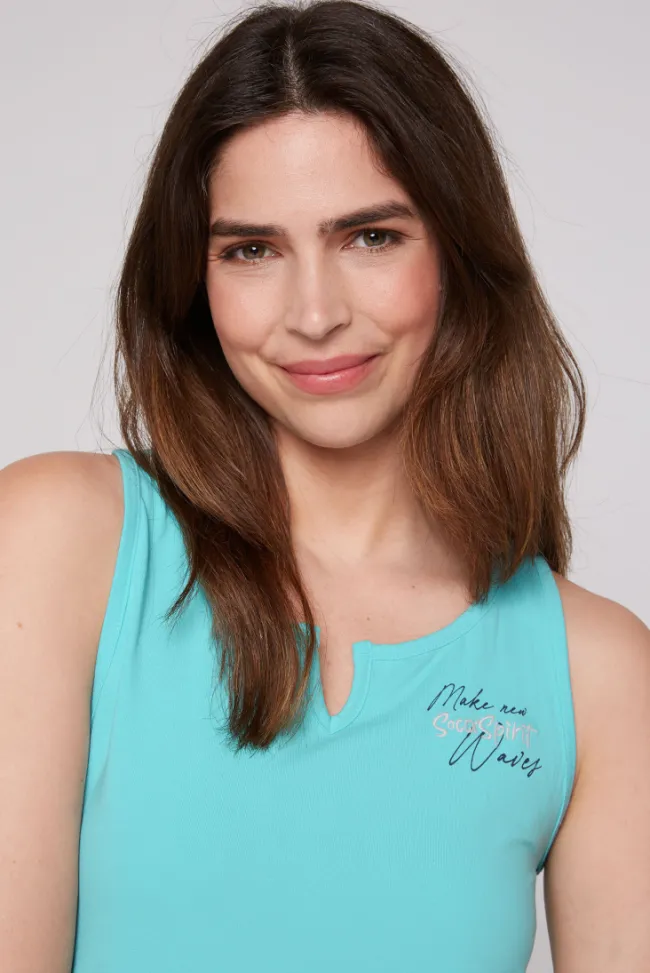 Damen CAMP DAVID & SOCCX Trägershirt mit offenem Rundhalsausschnitt lagoon blue