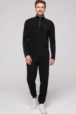 Herren CAMP DAVID & SOCCX Troyer-Fleeceshirt mit Tapes und Prägedrucken