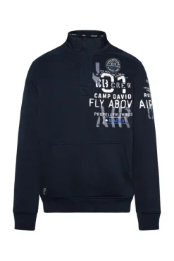 Herren CAMP DAVID & SOCCX Troyer-Sweatshirt mit Artworks blue navy