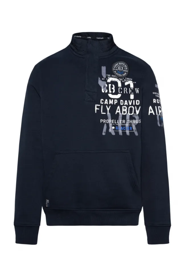 Herren CAMP DAVID & SOCCX Troyer-Sweatshirt mit Artworks blue navy