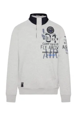 Herren CAMP DAVID & SOCCX Troyer-Sweatshirt mit Artworks granite melange