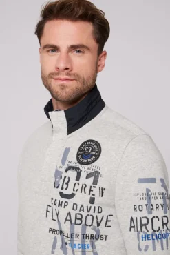Herren CAMP DAVID & SOCCX Troyer-Sweatshirt mit Artworks granite melange