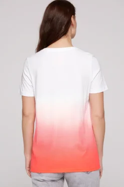 Damen CAMP DAVID & SOCCX T-Shirt Dip Dye mit Glitter Wording neon pink