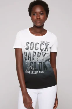 Damen CAMP DAVID & SOCCX T-Shirt Dip Dye mit Glitter Wording | S