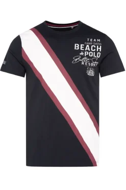 Herren CAMP DAVID & SOCCX T-Shirt mit Color-Blocking und Artwork blue navy