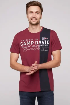 Herren CAMP DAVID & SOCCX T-Shirt mit Color-Blocking und Artwork