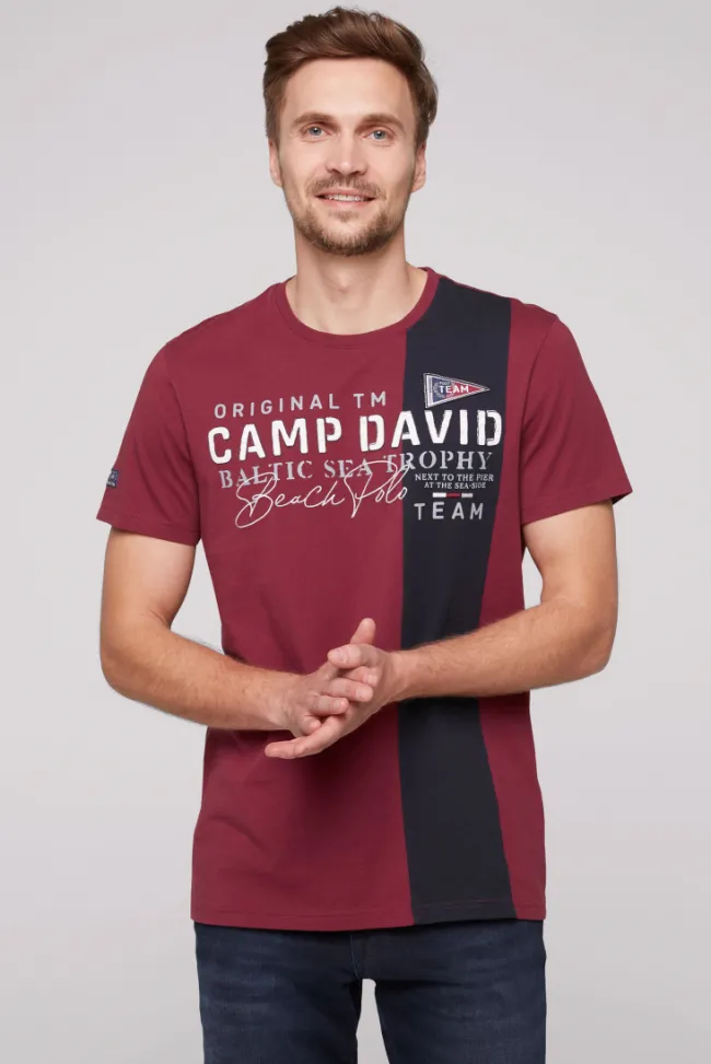 Herren CAMP DAVID & SOCCX T-Shirt mit Color-Blocking und Artwork
