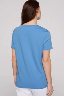 Damen CAMP DAVID & SOCCX T-Shirt mit Glitter-Puff-Print airy blue