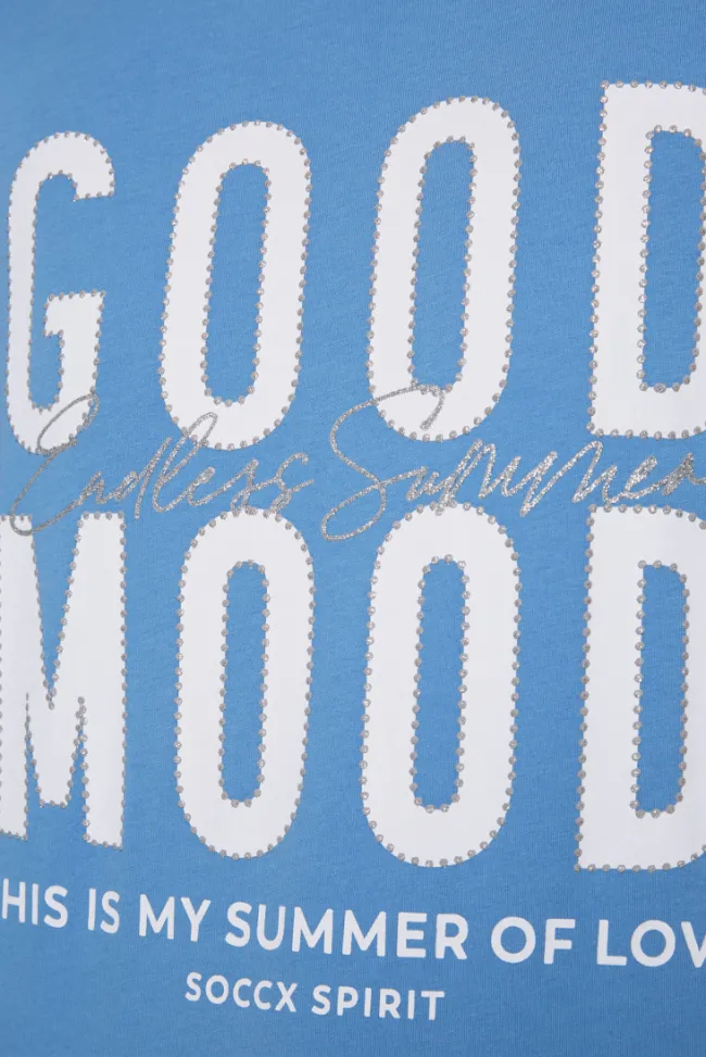 Damen CAMP DAVID & SOCCX T-Shirt mit Glitter-Puff-Print airy blue