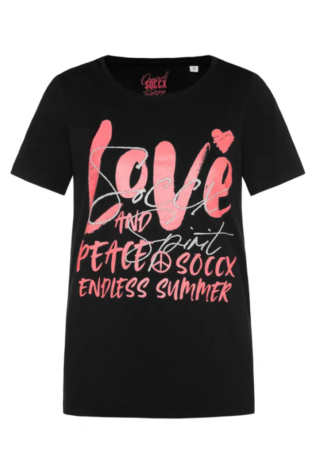 Damen CAMP DAVID & SOCCX T-Shirt mit Glitter-Puff-Print | S