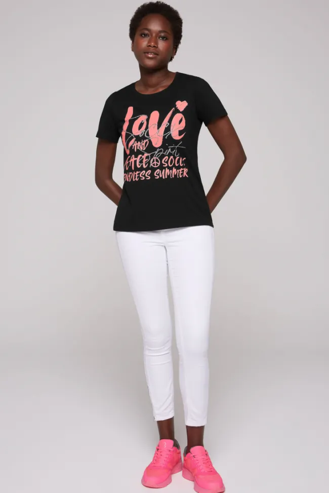 Damen CAMP DAVID & SOCCX T-Shirt mit Glitter-Puff-Print | S