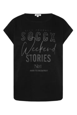 Damen CAMP DAVID & SOCCX T-Shirt mit Logo aus Schmucknieten