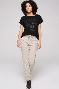 Damen CAMP DAVID & SOCCX T-Shirt mit Logo aus Schmucknieten