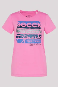 Damen CAMP DAVID & SOCCX T-Shirt mit Logo Print pink punch