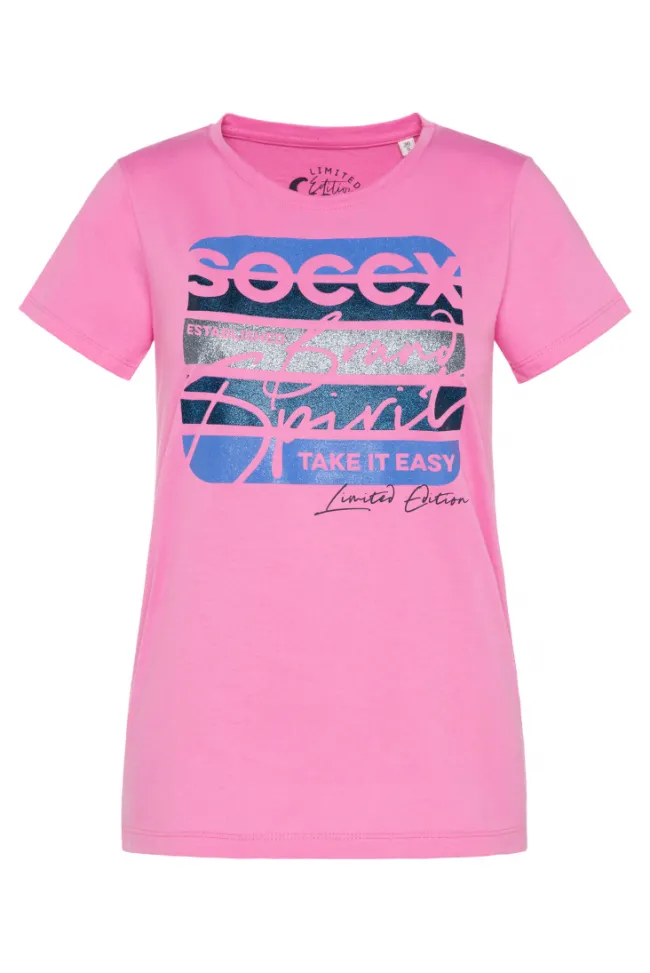 Damen CAMP DAVID & SOCCX T-Shirt mit Logo Print pink punch