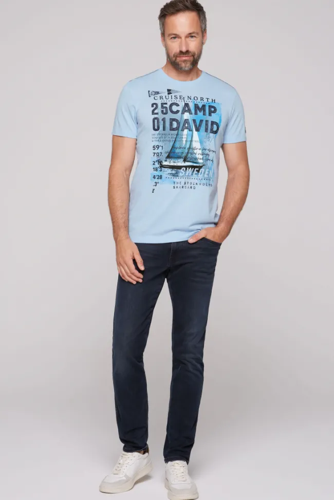 Herren CAMP DAVID & SOCCX T-Shirt mit Photoprint summer blue
