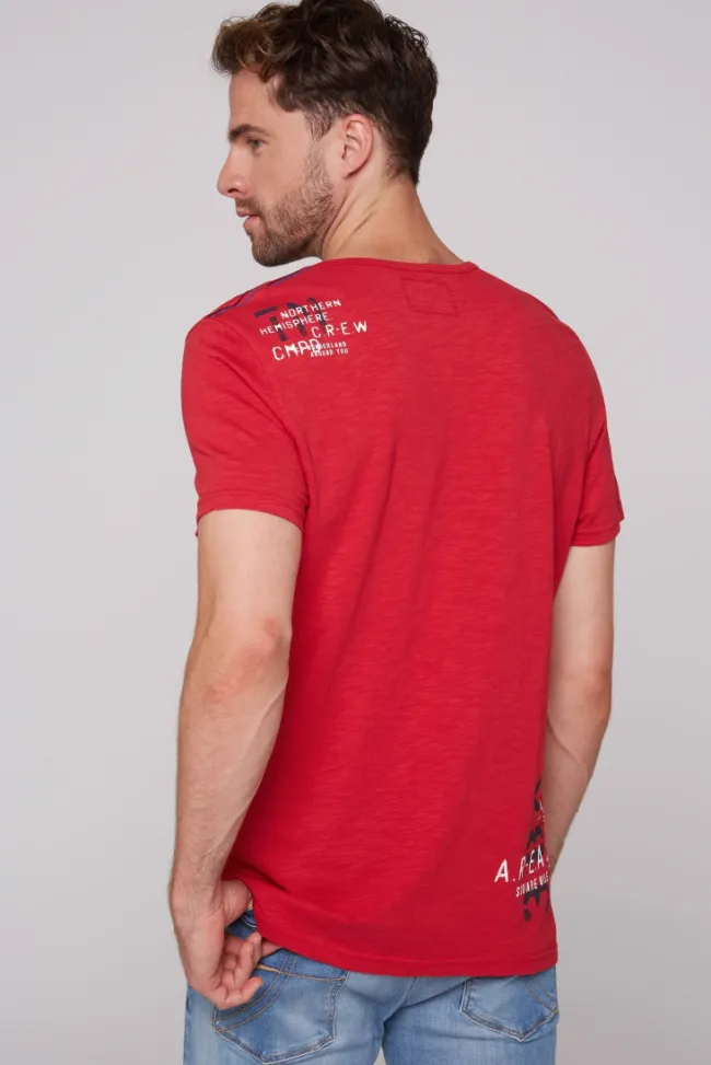 Herren CAMP DAVID & SOCCX T-Shirt mit Print im Used Look flight red