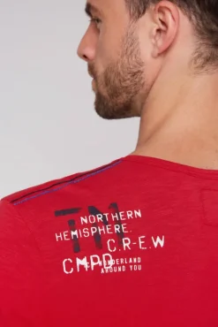Herren CAMP DAVID & SOCCX T-Shirt mit Print im Used Look flight red