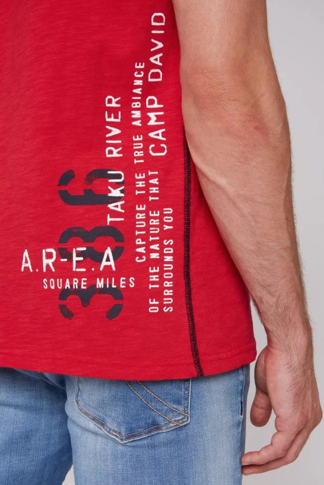 Herren CAMP DAVID & SOCCX T-Shirt mit Print im Used Look flight red