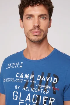 Herren CAMP DAVID & SOCCX T-Shirt mit Print im Used Look strong blue
