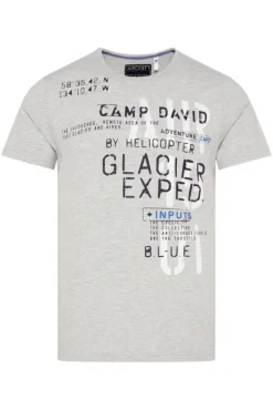 Herren CAMP DAVID & SOCCX T-Shirt mit Print im Used Look granite melange