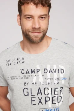 Herren CAMP DAVID & SOCCX T-Shirt mit Print im Used Look granite melange