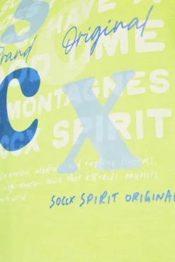 Damen CAMP DAVID & SOCCX T-Shirt mit Rundhalsausschnitt und Print yellow lime