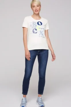 Damen CAMP DAVID & SOCCX T-Shirt mit Rundhalsausschnitt und Print