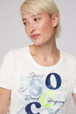 Damen CAMP DAVID & SOCCX T-Shirt mit Rundhalsausschnitt und Print