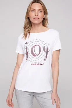 Damen CAMP DAVID & SOCCX T-Shirt mit U-Boot-Ausschnitt und Artwork