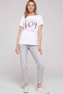 Damen CAMP DAVID & SOCCX T-Shirt mit U-Boot-Ausschnitt und Artwork