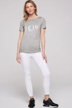 Damen CAMP DAVID & SOCCX T-Shirt mit U-Boot-Ausschnitt und Artwork