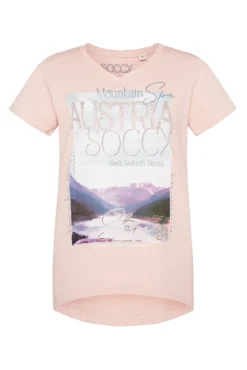 Damen CAMP DAVID & SOCCX T-Shirt mit V-Ausschnitt und Photoprint rose blush