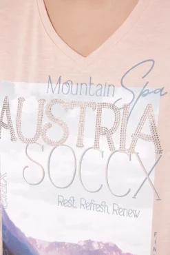 Damen CAMP DAVID & SOCCX T-Shirt mit V-Ausschnitt und Photoprint rose blush