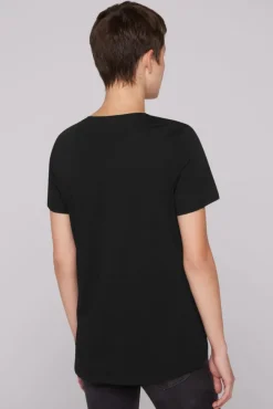 Damen CAMP DAVID & SOCCX T-Shirt mit V-Ausschnitt und Glitter Wording