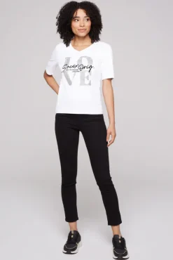Damen CAMP DAVID & SOCCX T-Shirt mit V-Ausschnitt und Print
