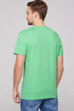 Herren CAMP DAVID & SOCCX T-Shirt mit V-Neck und Print Artwork regatta green | S