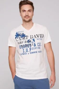 Herren CAMP DAVID & SOCCX T-Shirt mit V-Neck und Print Artwork | XXL