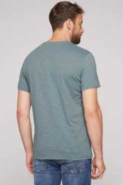 Herren CAMP DAVID & SOCCX T-Shirt mit V-Neck und Print grey green | S