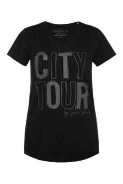 Damen CAMP DAVID & SOCCX T-Shirt mit Wording Print und Schmucksteinen