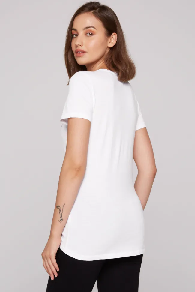 Damen CAMP DAVID & SOCCX T-Shirt mit Wording Print und Schmucksteinen