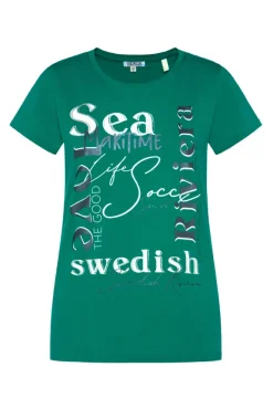 Damen CAMP DAVID & SOCCX T-Shirt mit Wording Print bottle green