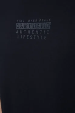 Herren CAMP DAVID & SOCCX T-Shirt Rundhals mit Logo Print blue navy