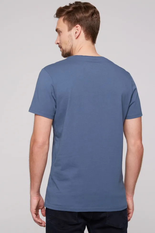 Herren CAMP DAVID & SOCCX T-Shirt Rundhals mit Used Print blue haze | S