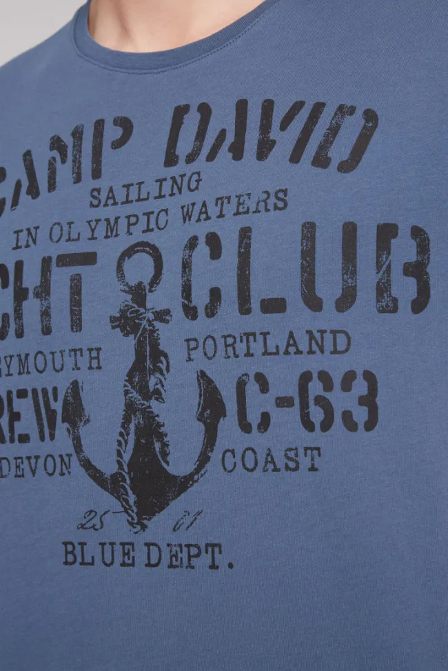 Herren CAMP DAVID & SOCCX T-Shirt Rundhals mit Used Print blue haze | S