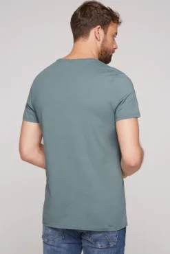 Herren CAMP DAVID & SOCCX T-Shirt Rundhals mit Used Print grey green | S
