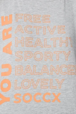 Damen CAMP DAVID & SOCCX T-Shirt Rundhals mit Wording Print grey melange